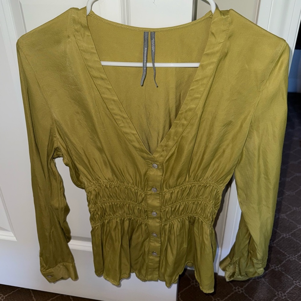 Anthropologie Chartreuse Blouse